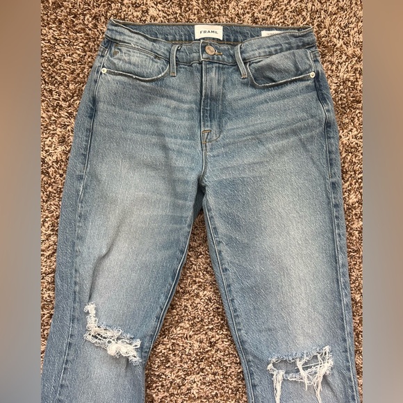 FRAME Blue Le High Straight Leg Stretch Denim Jeans Women's 27 (0708) - Picture 4 of 14